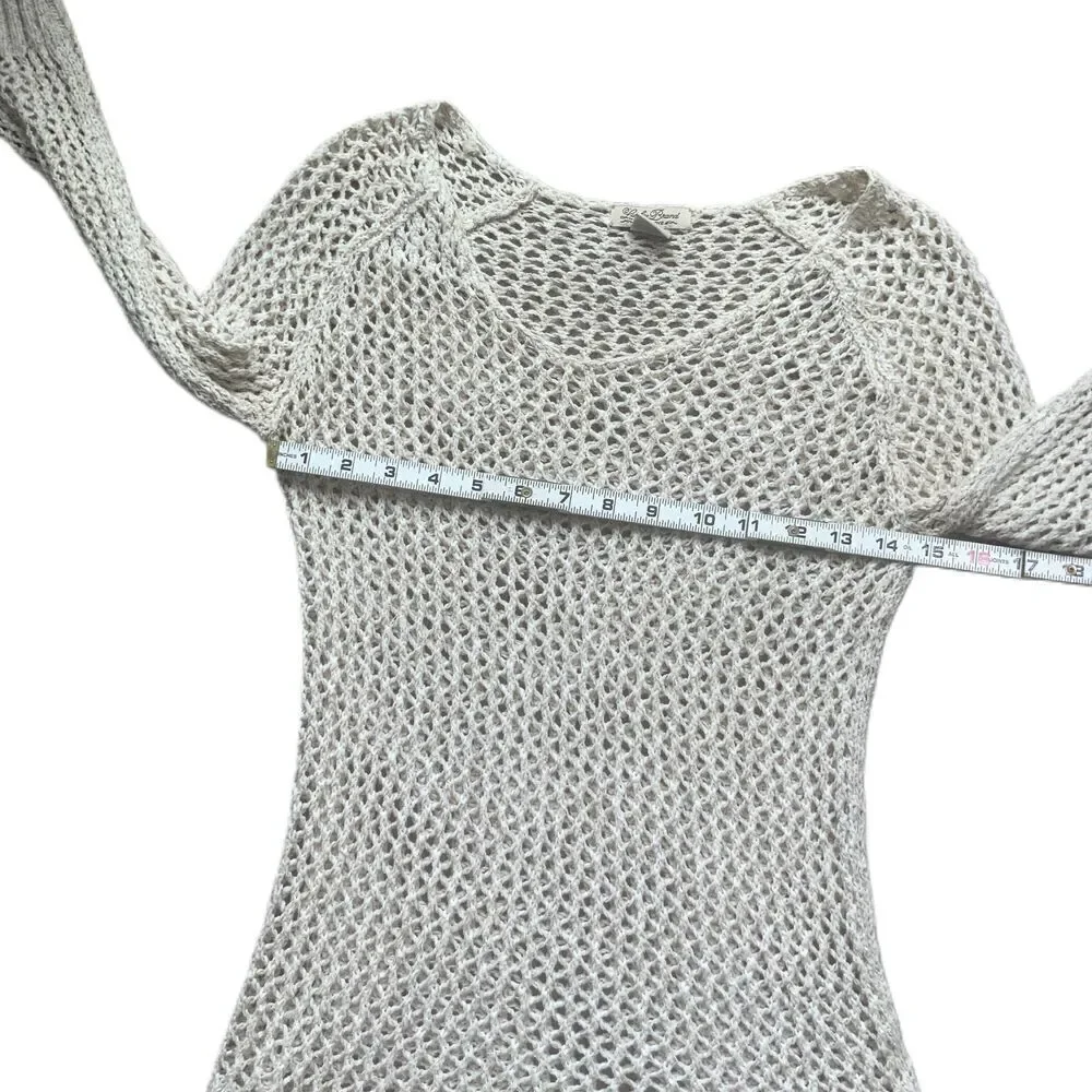 Lucky Brand‎ Beige Open-Knit Long Sleeve V-Neck Pullover Sweater Size XS